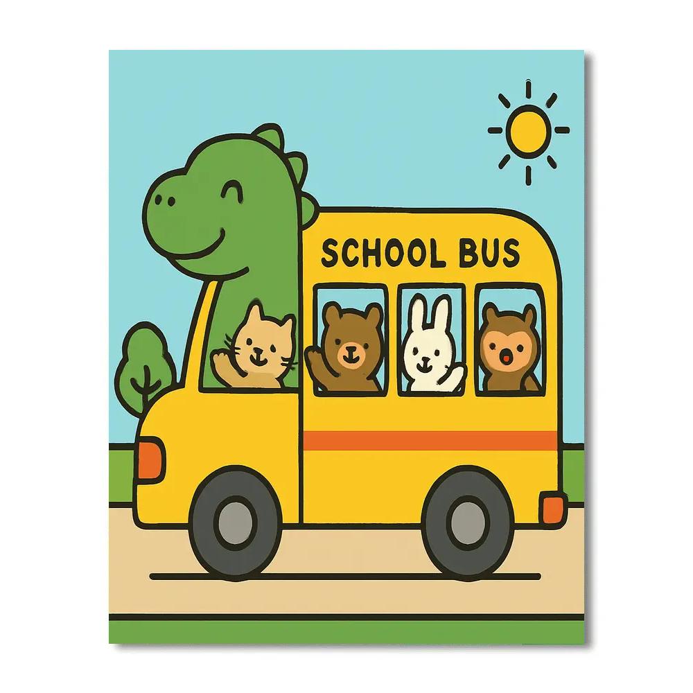 Dino School Bus Numbered painting kits