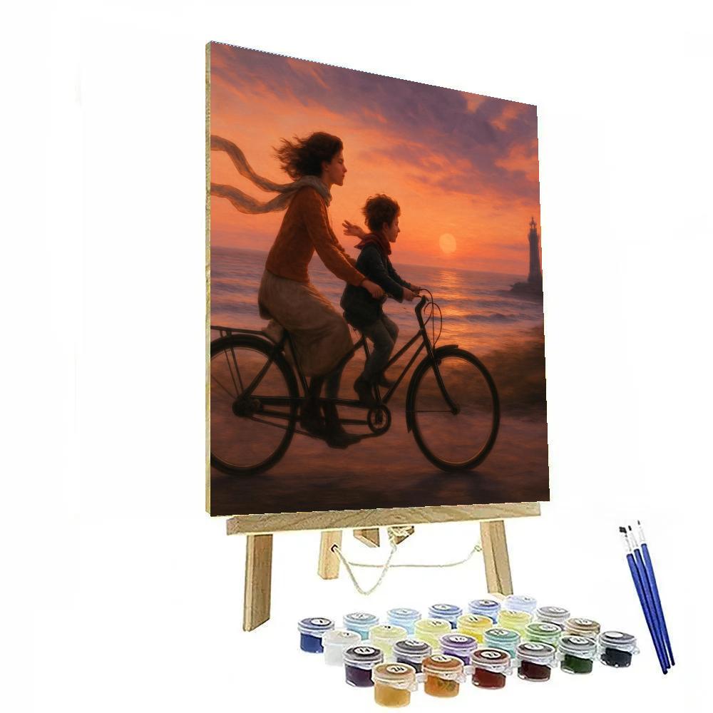 Sunset Bicycle Tandem paint by numbers