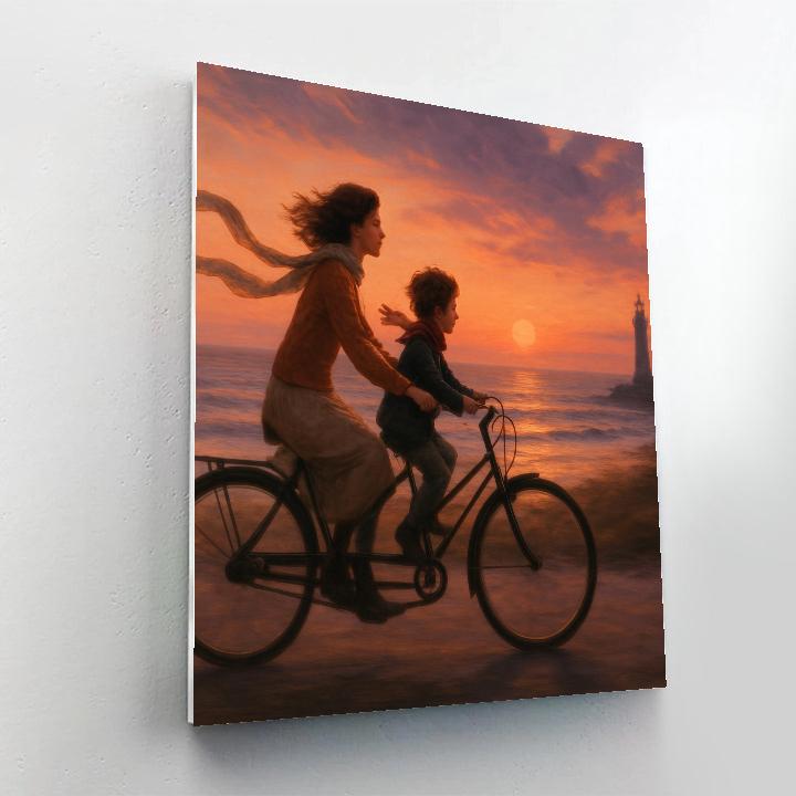 Sunset Bicycle Tandem paint by numbers