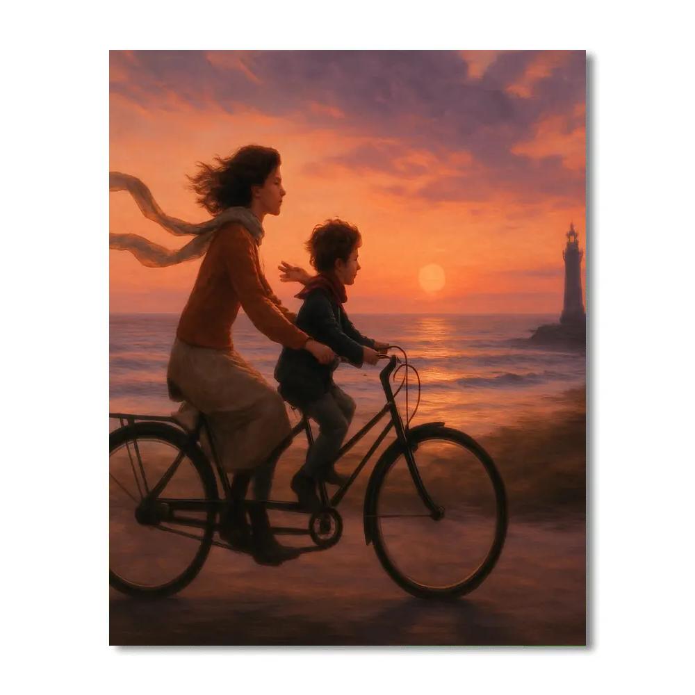 Sunset Bicycle Tandem paint by numbers