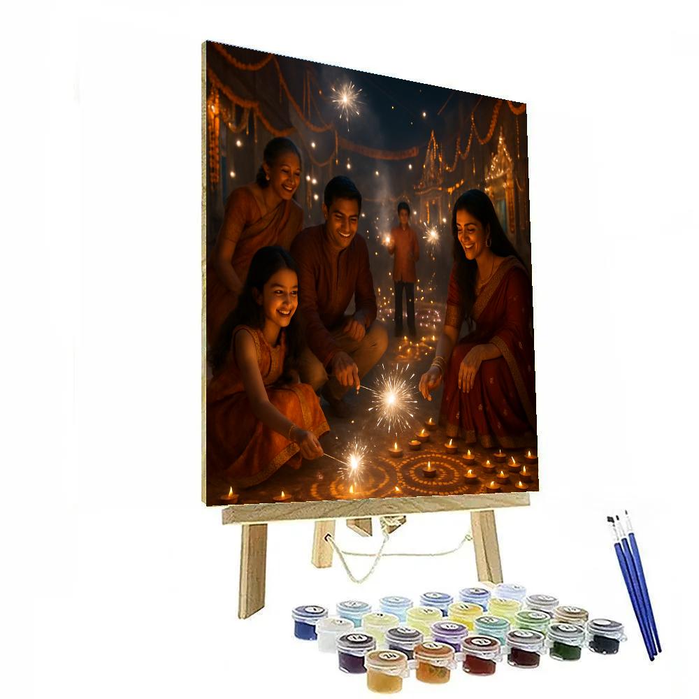 Diwali Night Festival Lights Number painting