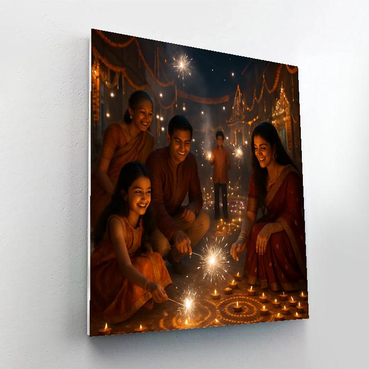 Diwali Night Festival Lights Number painting