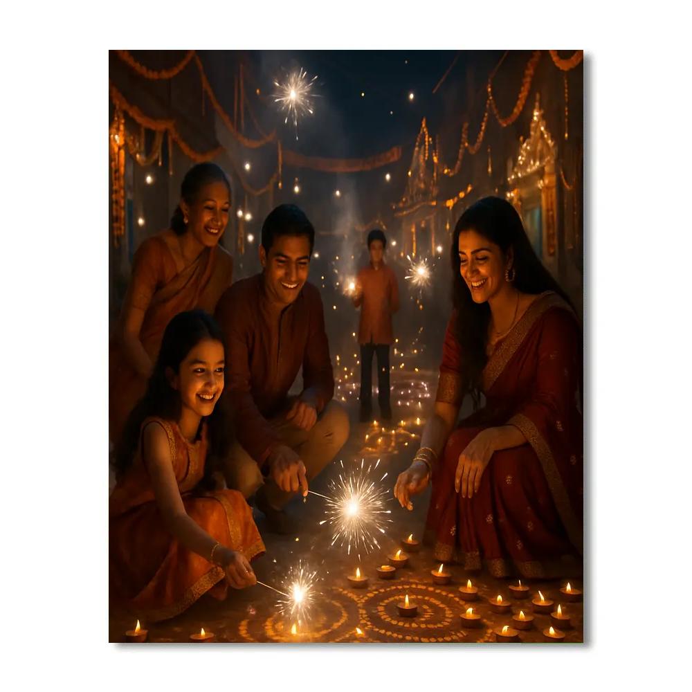 Diwali Night Festival Lights Number painting