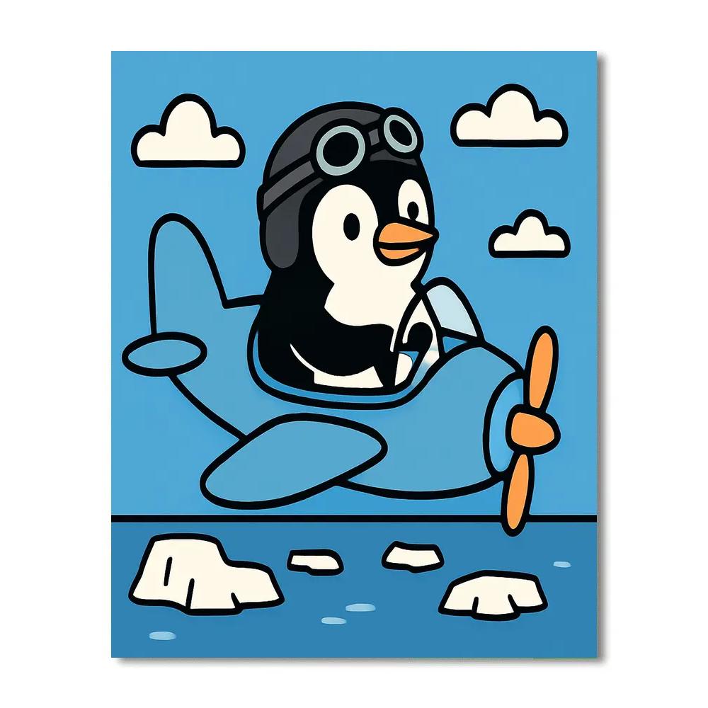 Captain Penguin Pilot paint by number