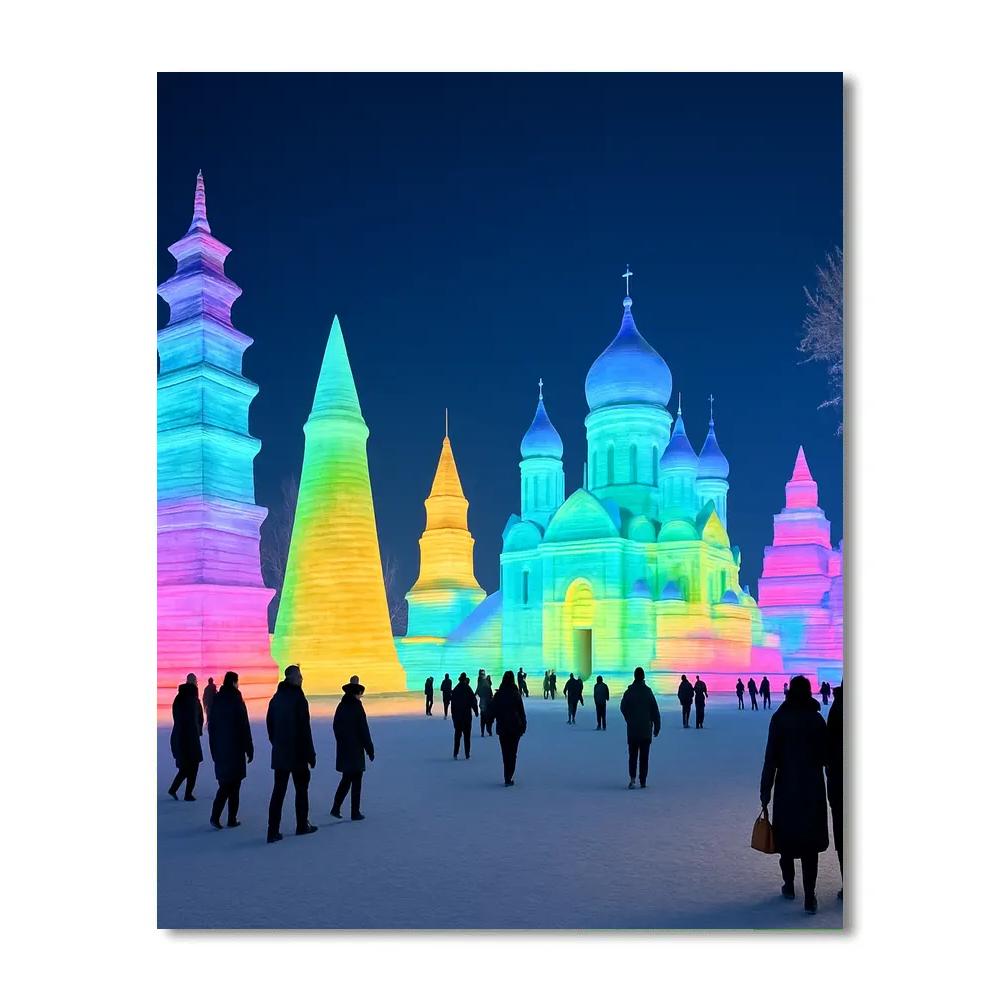 Harbin Ice Festival Illuminated Sculptures paint by numbers
