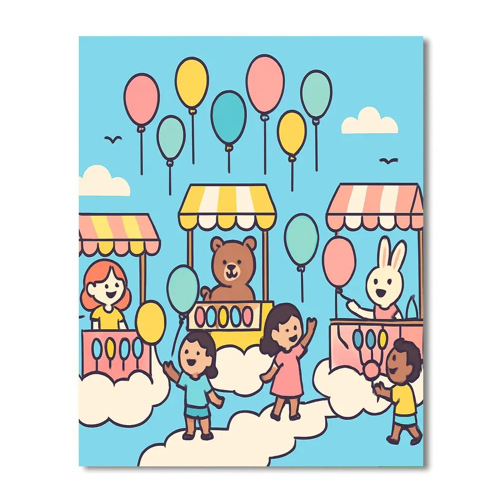 Cloud City Balloon Market Paint by numbers art