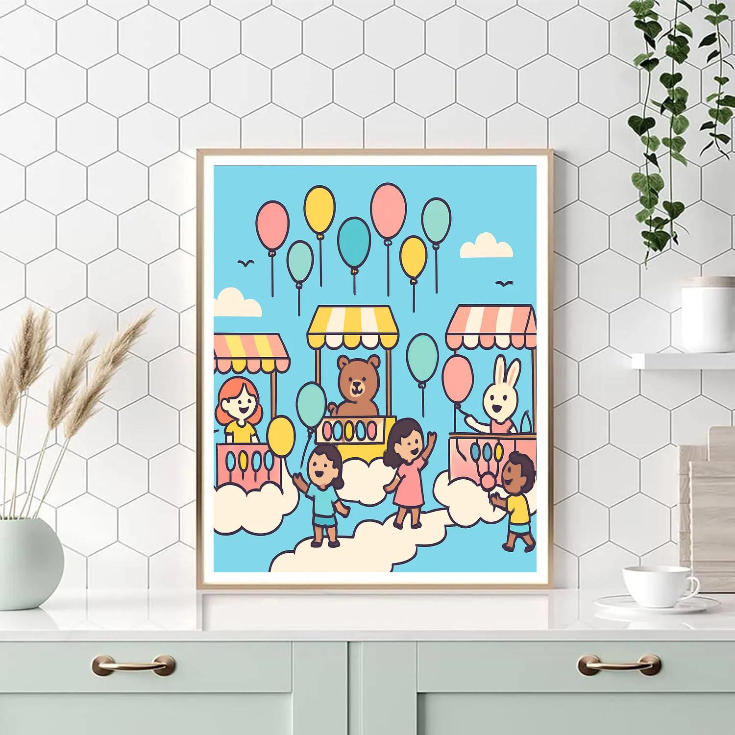 Cloud City Balloon Market Paint by numbers art