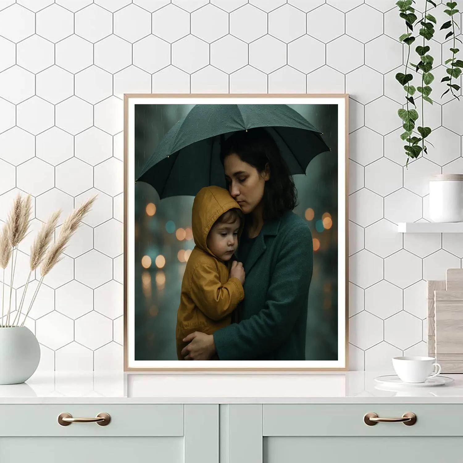 Protective Rain Umbrella Number painting