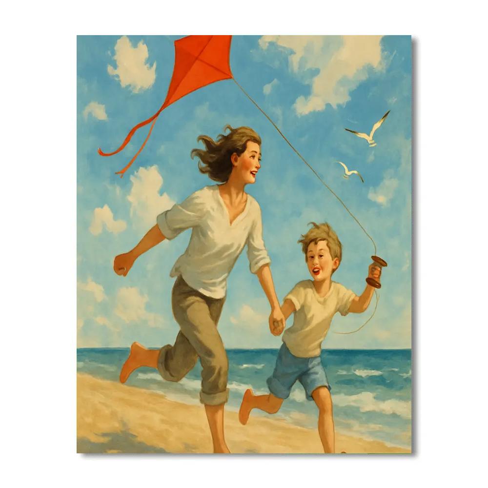 Seaside Kite Flying Numbered painting kits