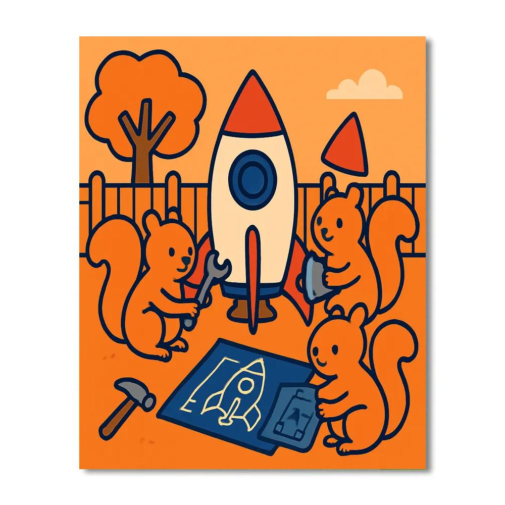 Rocket Squirrel Engineers paint by number