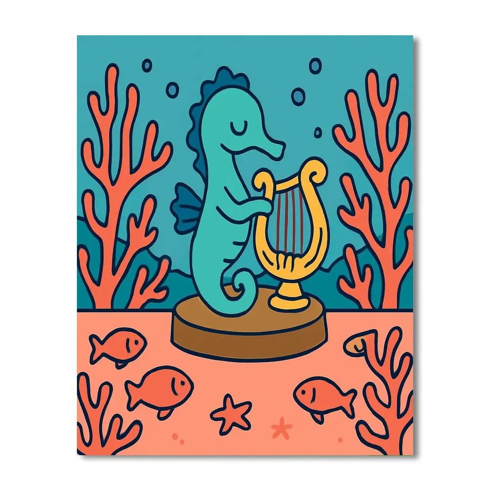 Coral Concert Seahorse painting number kit