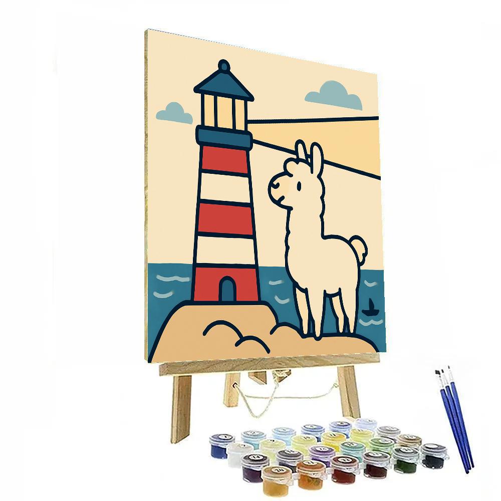 Lighthouse Llama Lookout paint by color