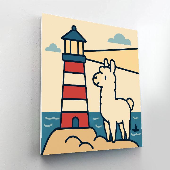 Lighthouse Llama Lookout paint by color