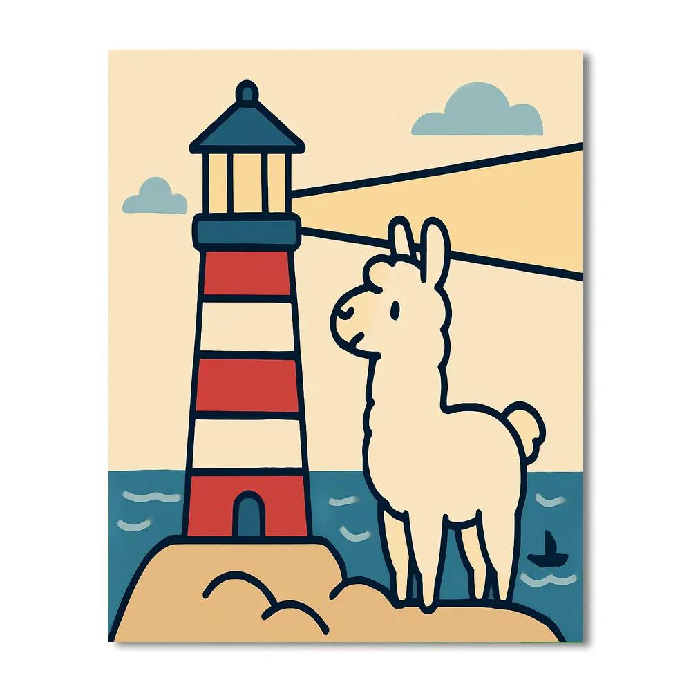 Lighthouse Llama Lookout paint by color