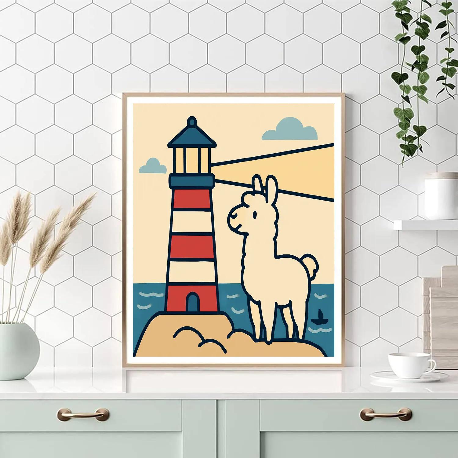 Lighthouse Llama Lookout paint by color