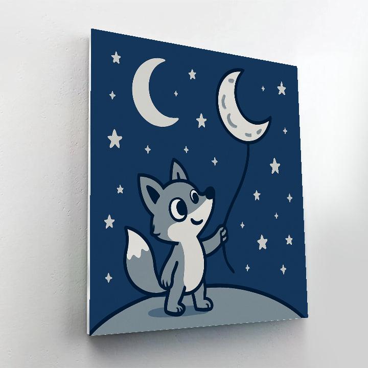 Stargazing Fox And Moon Kite painting number kit