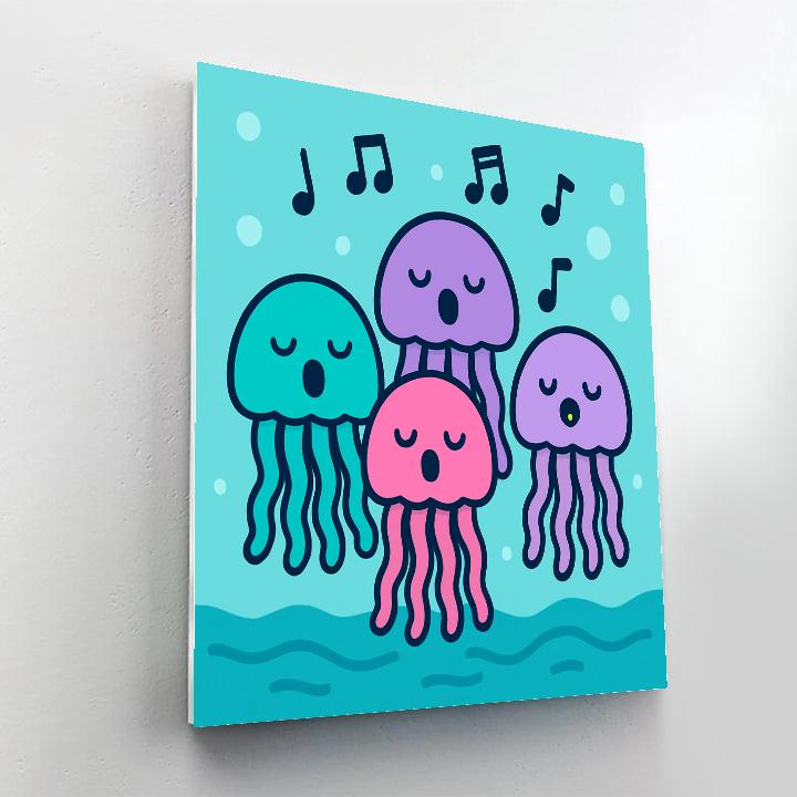 Underwater School Of Singing Jellyfish Number painting