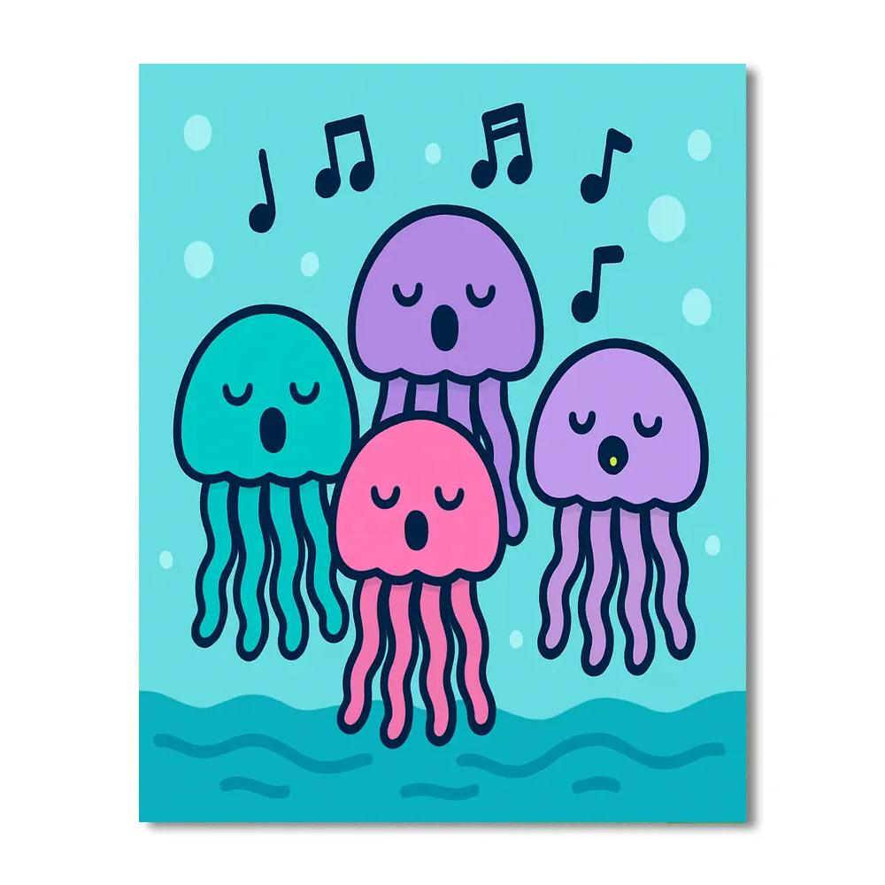 Underwater School Of Singing Jellyfish Number painting