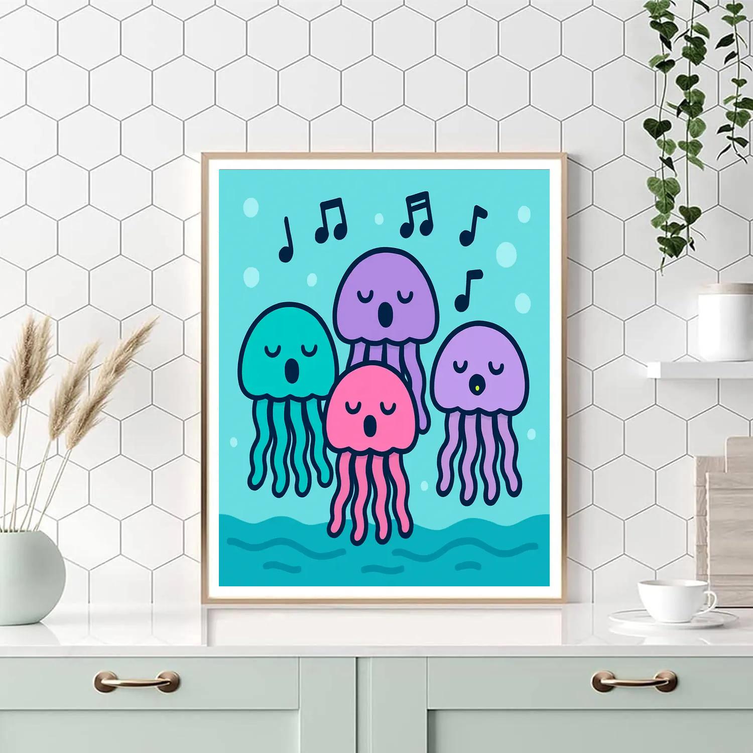Underwater School Of Singing Jellyfish Number painting