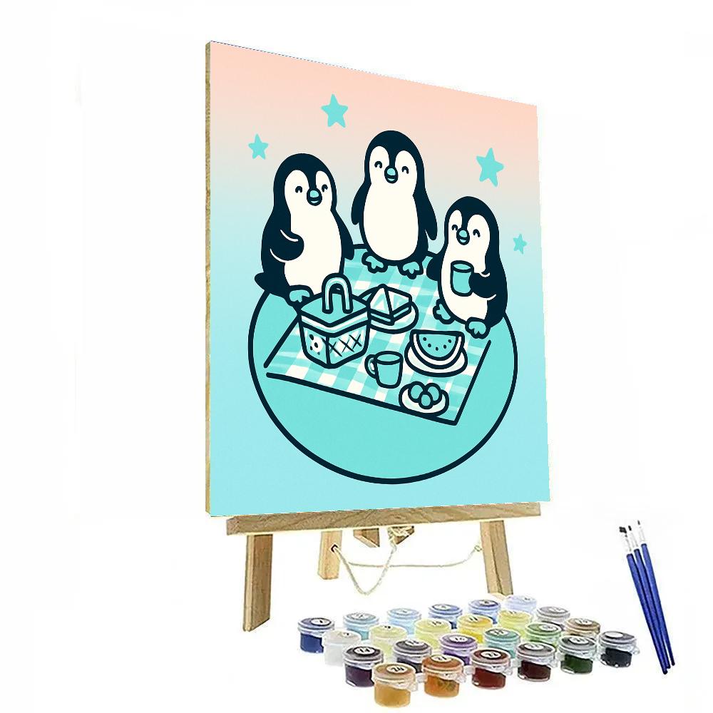 Planet Picnic With Penguin Pals painting number kit