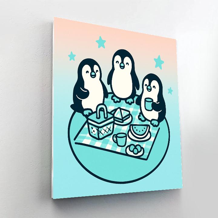 Planet Picnic With Penguin Pals painting number kit