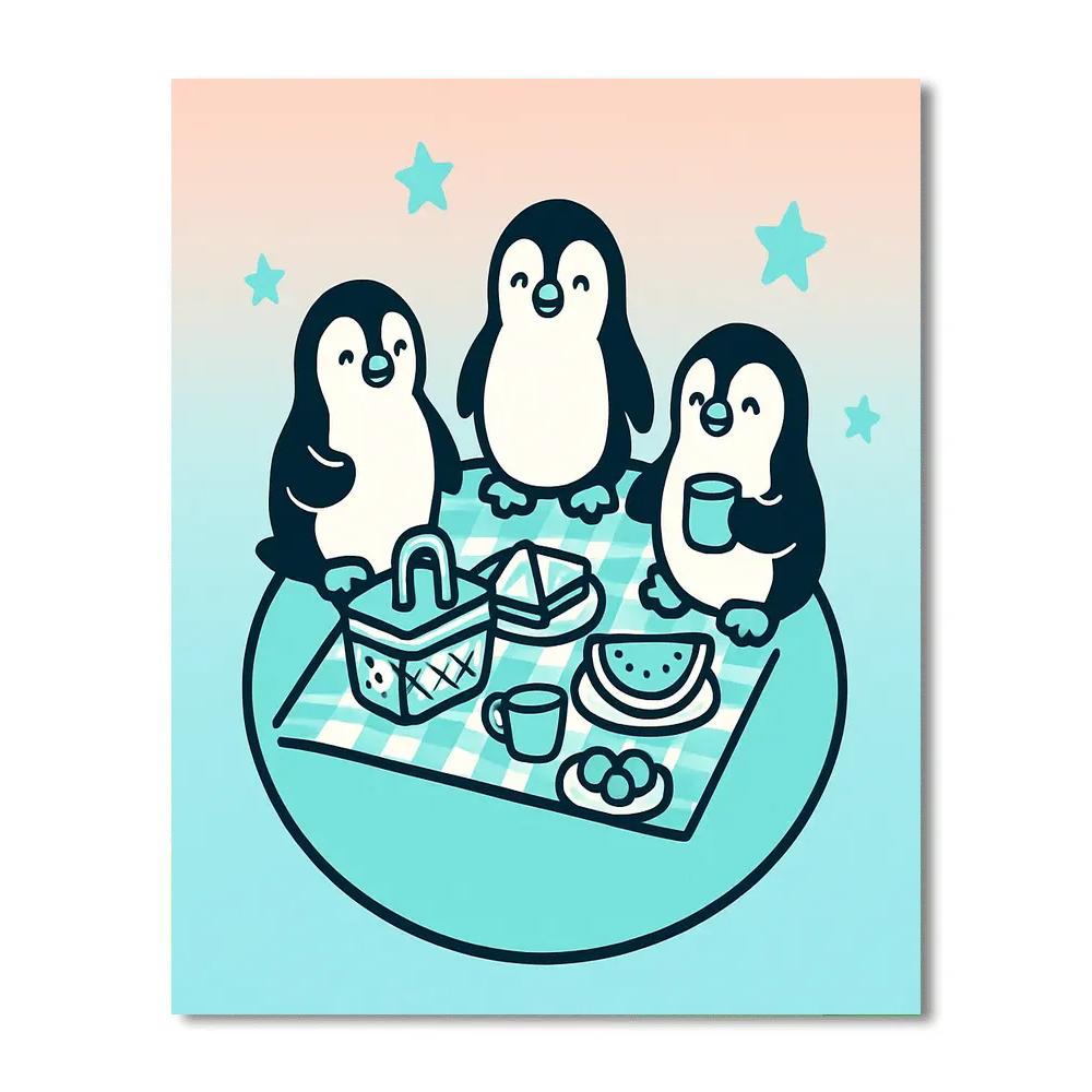 Planet Picnic With Penguin Pals painting number kit
