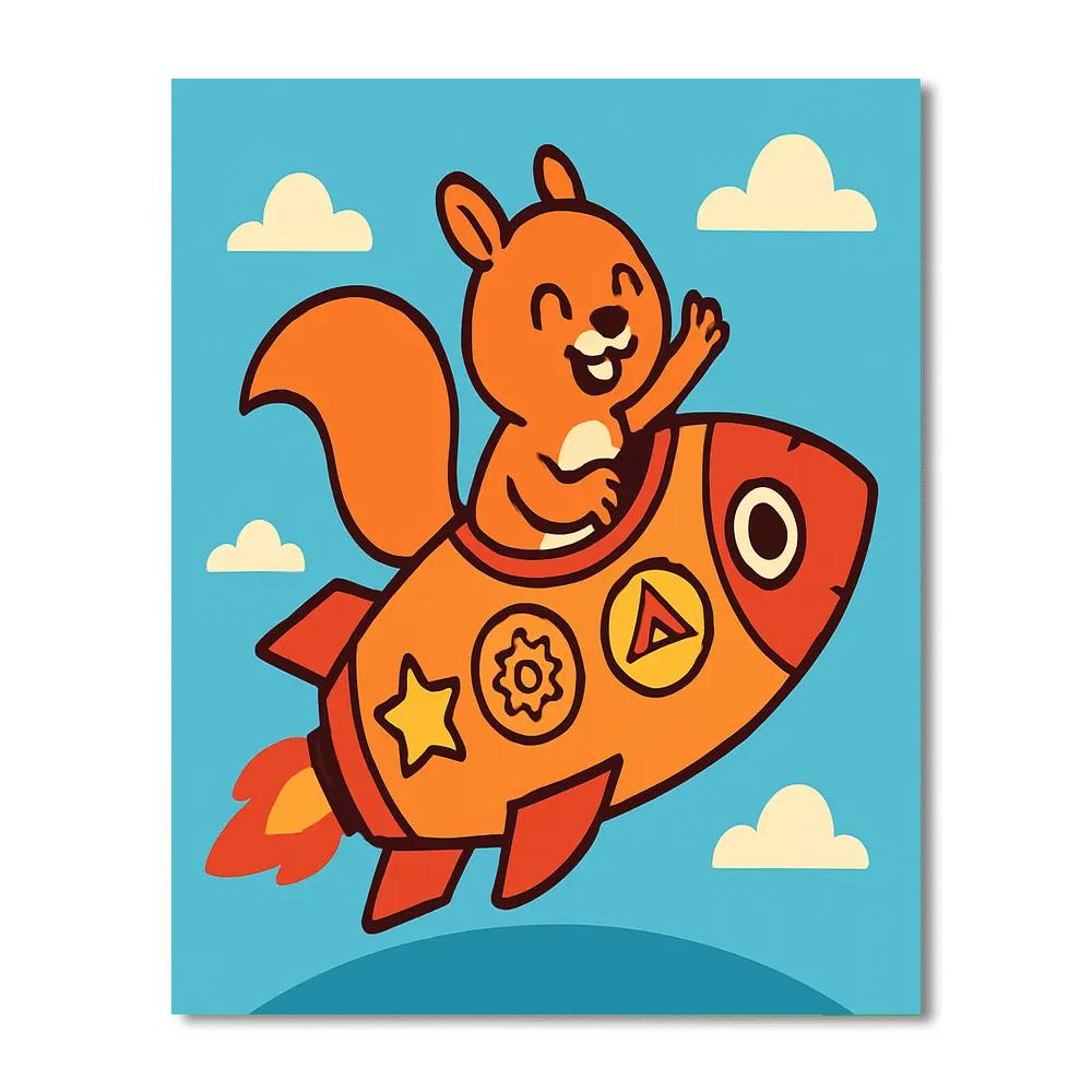 Rocket Ride With A Brave Squirrel paint by color