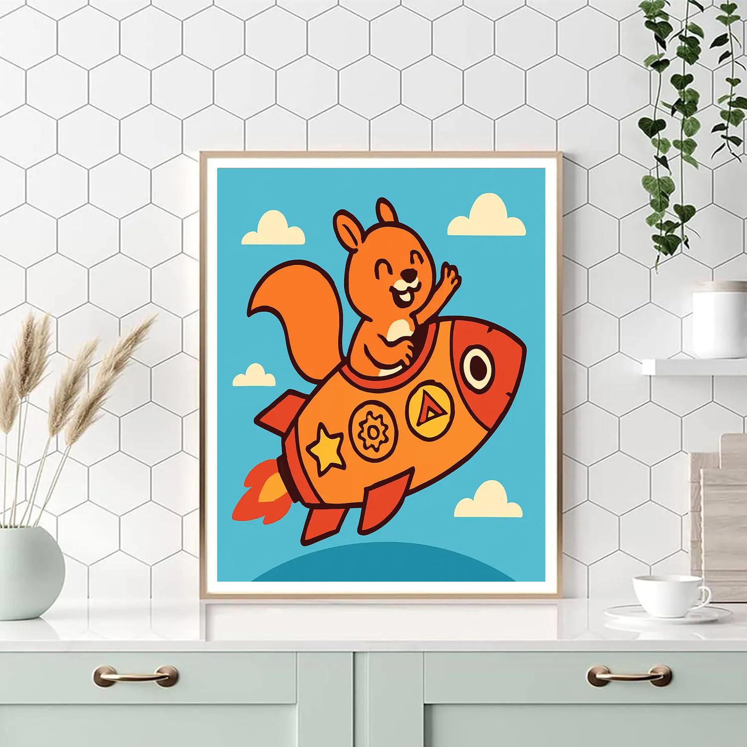 Rocket Ride With A Brave Squirrel paint by color