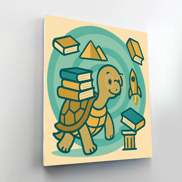 Time Traveling Turtle Library Number painting