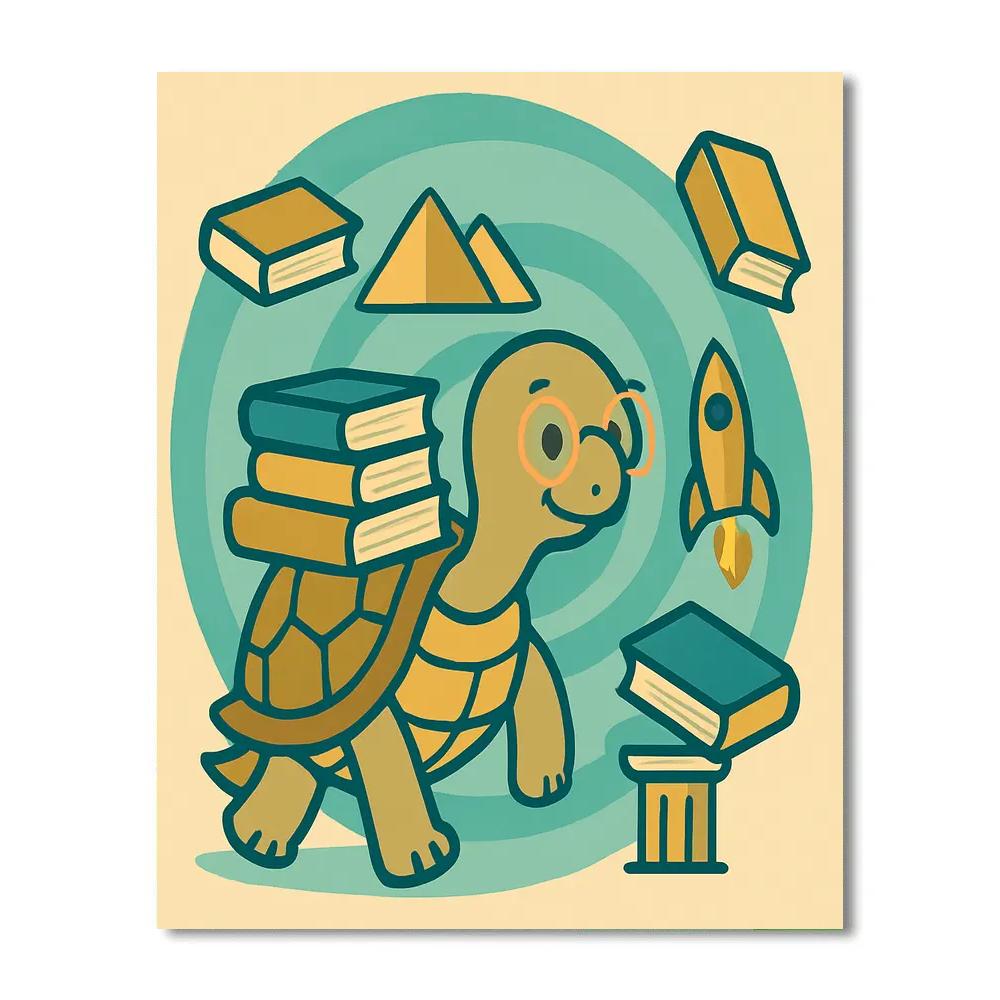 Time Traveling Turtle Library Number painting