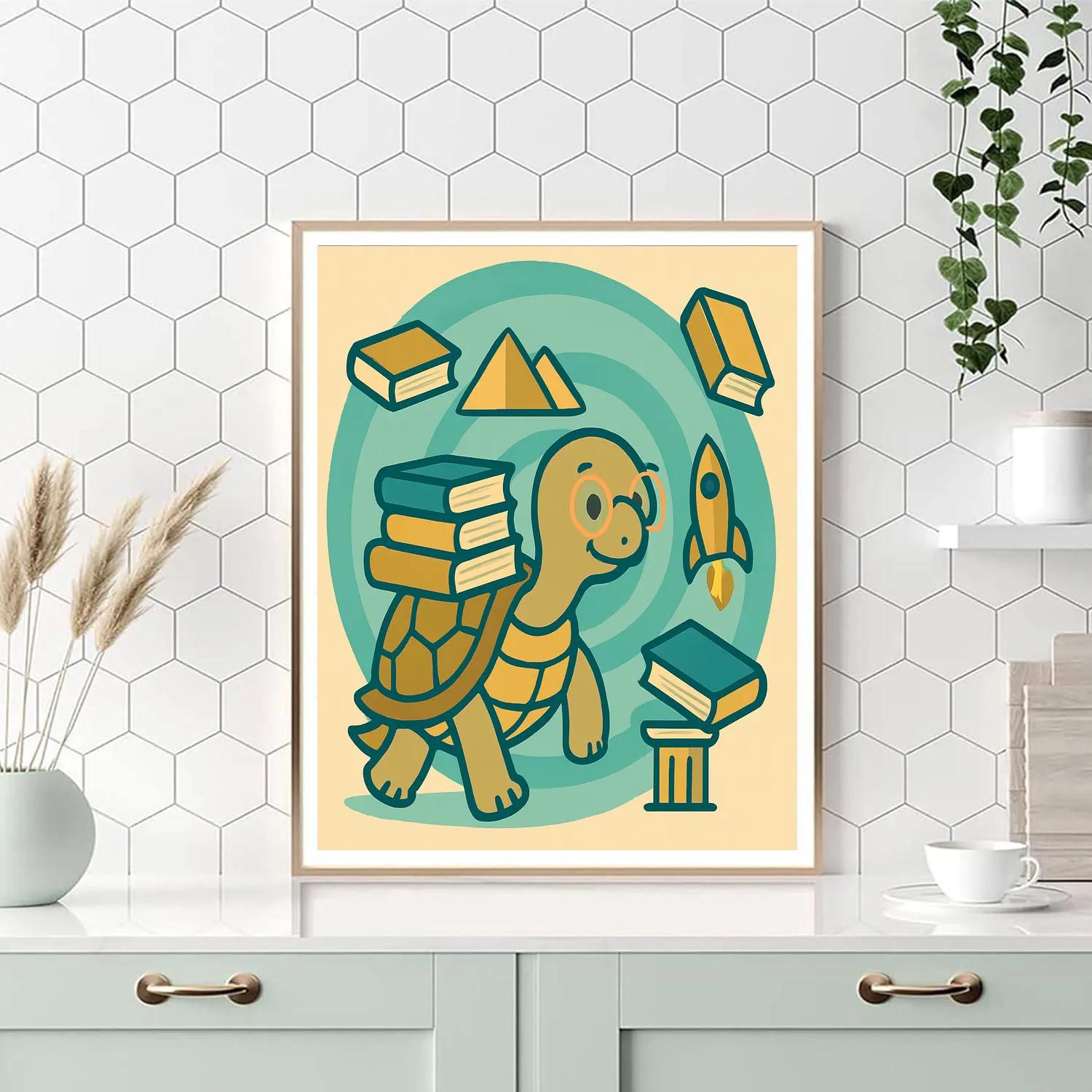 Time Traveling Turtle Library Number painting