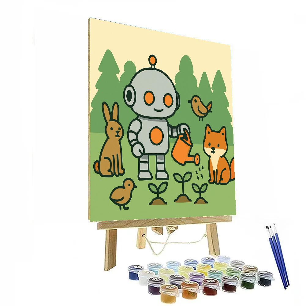 Friendly Forest Robot Helper Paint by numbers kits