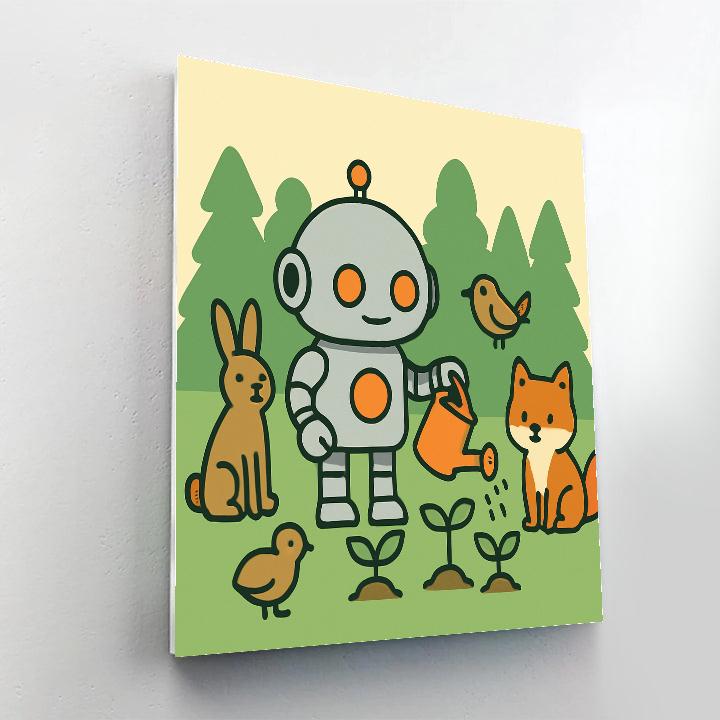 Friendly Forest Robot Helper Paint by numbers kits