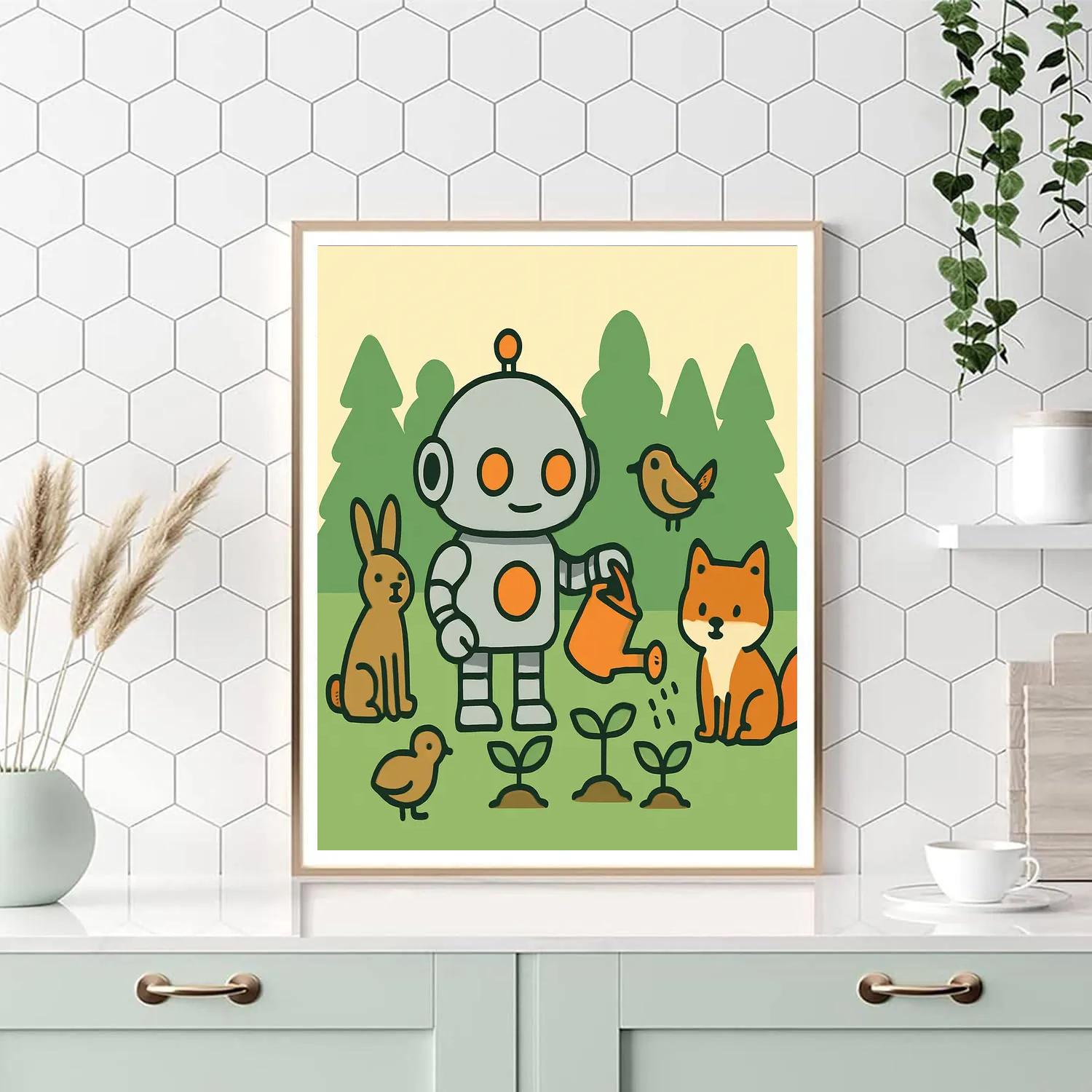 Friendly Forest Robot Helper Paint by numbers kits