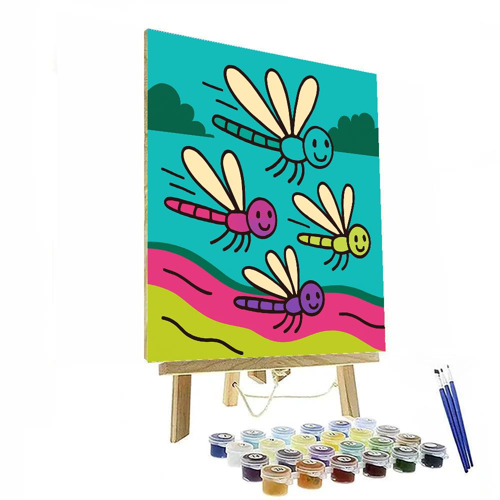 Rainbow River Dragonfly Race Numbered painting kits