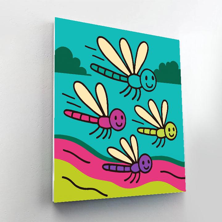 Rainbow River Dragonfly Race Numbered painting kits