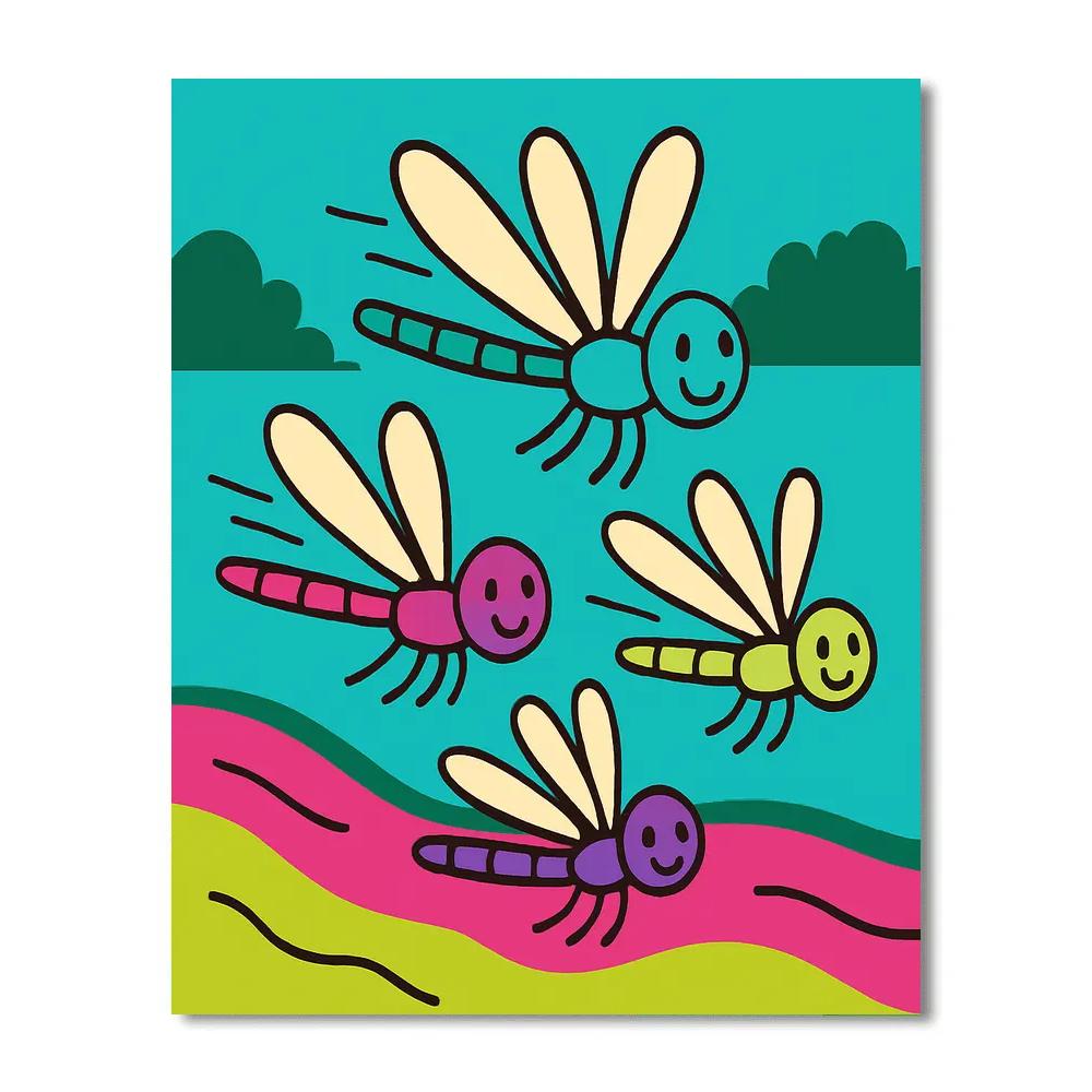 Rainbow River Dragonfly Race Numbered painting kits