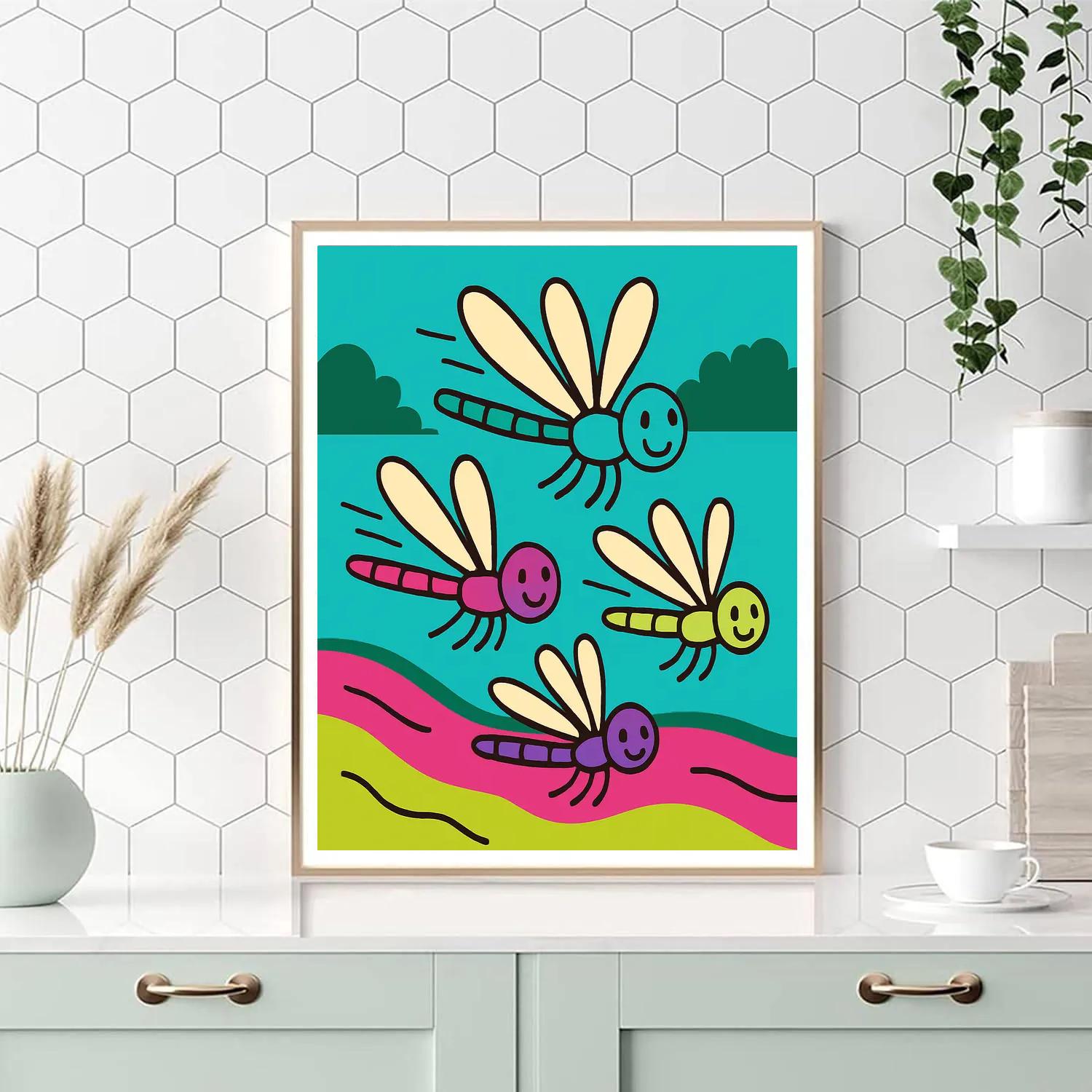 Rainbow River Dragonfly Race Numbered painting kits