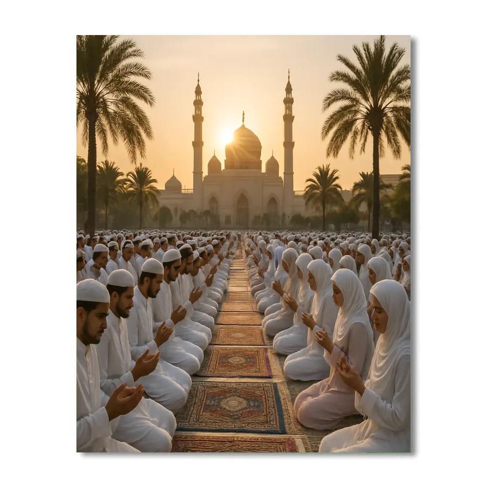Eid Al-Fitr Prayer Gathering At Sunrise Number painting