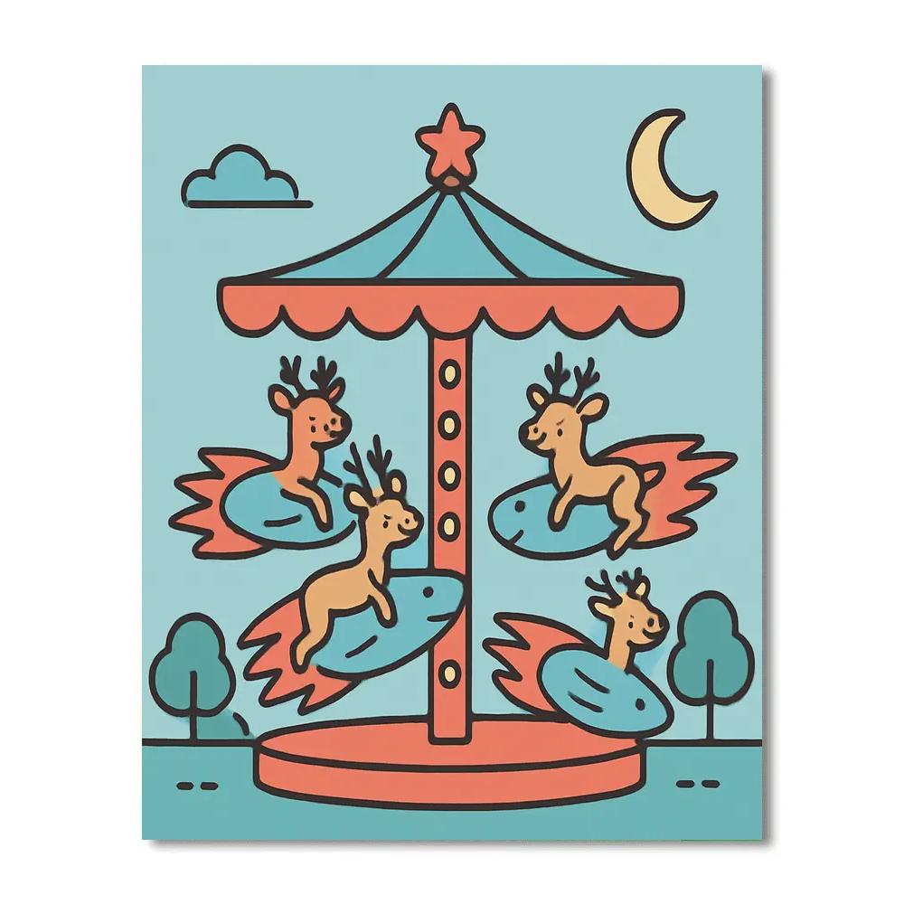Comet Carousel Deer Paint by numbers art