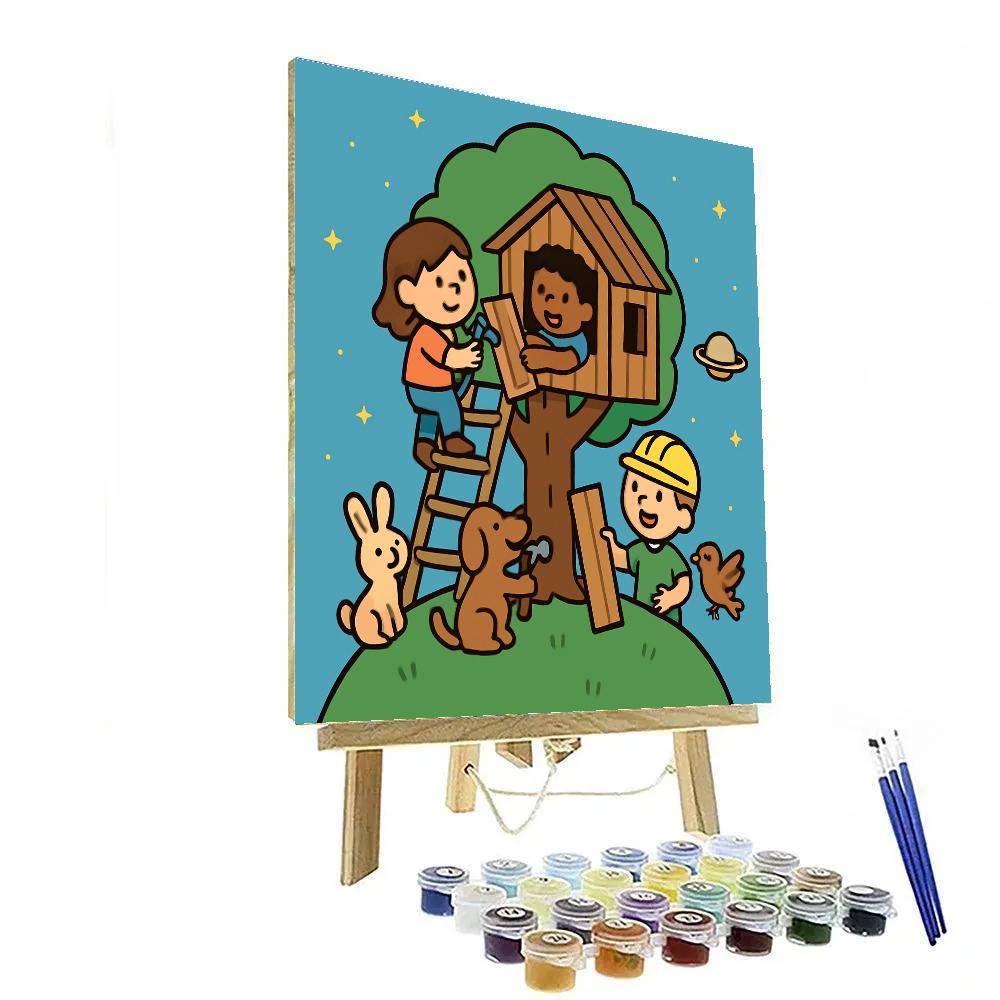 Tiny Planet Treehouse Painting by numbers kit