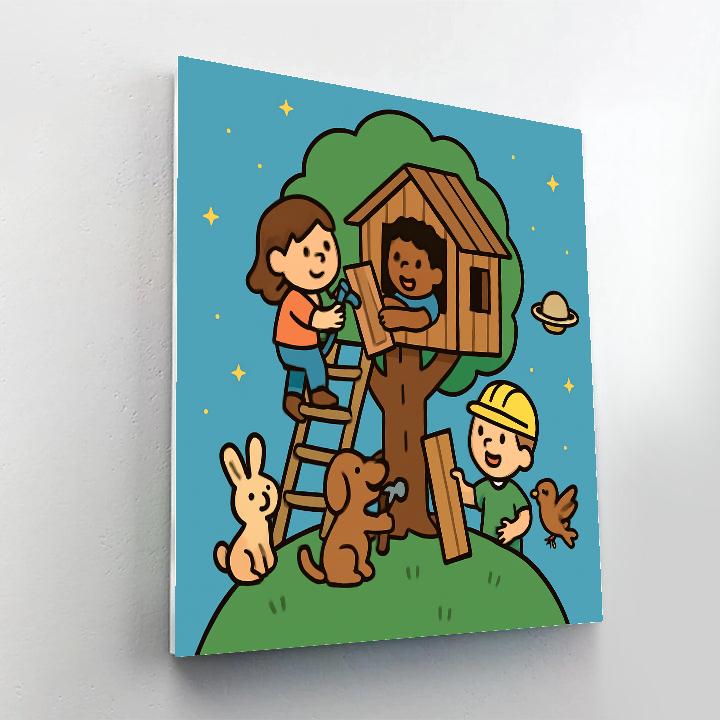 Tiny Planet Treehouse Painting by numbers kit