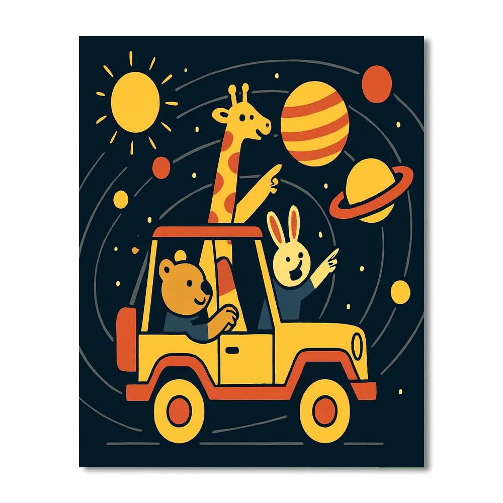 Solar System Safari Jeep Painting by numbers kit