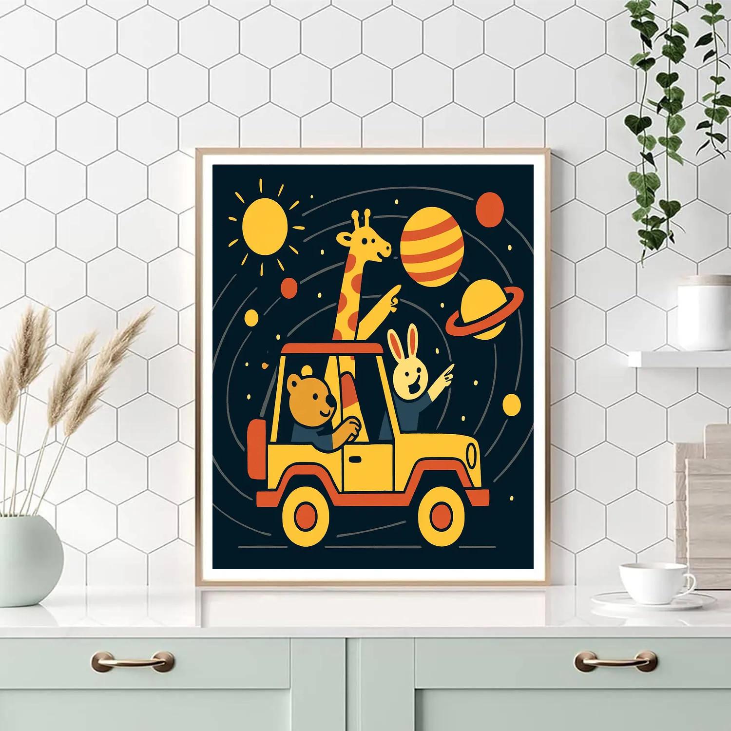 Solar System Safari Jeep Painting by numbers kit