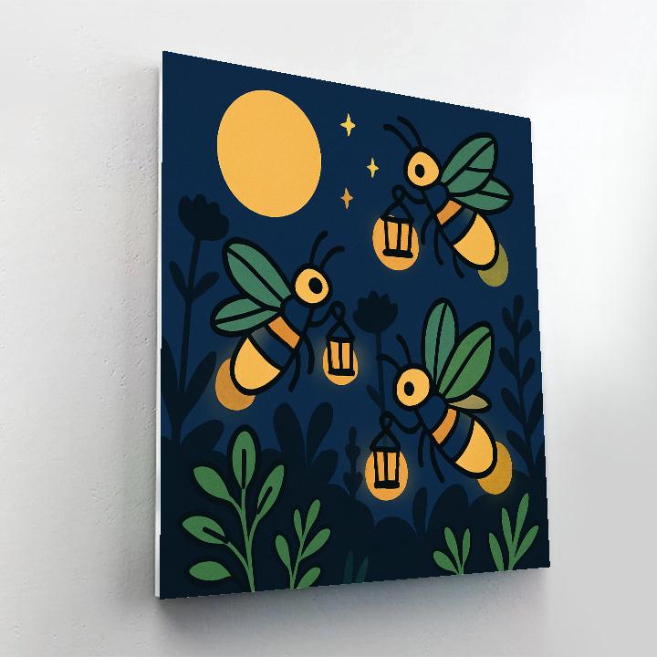 Lunar Lantern Fireflies Paint by numbers art