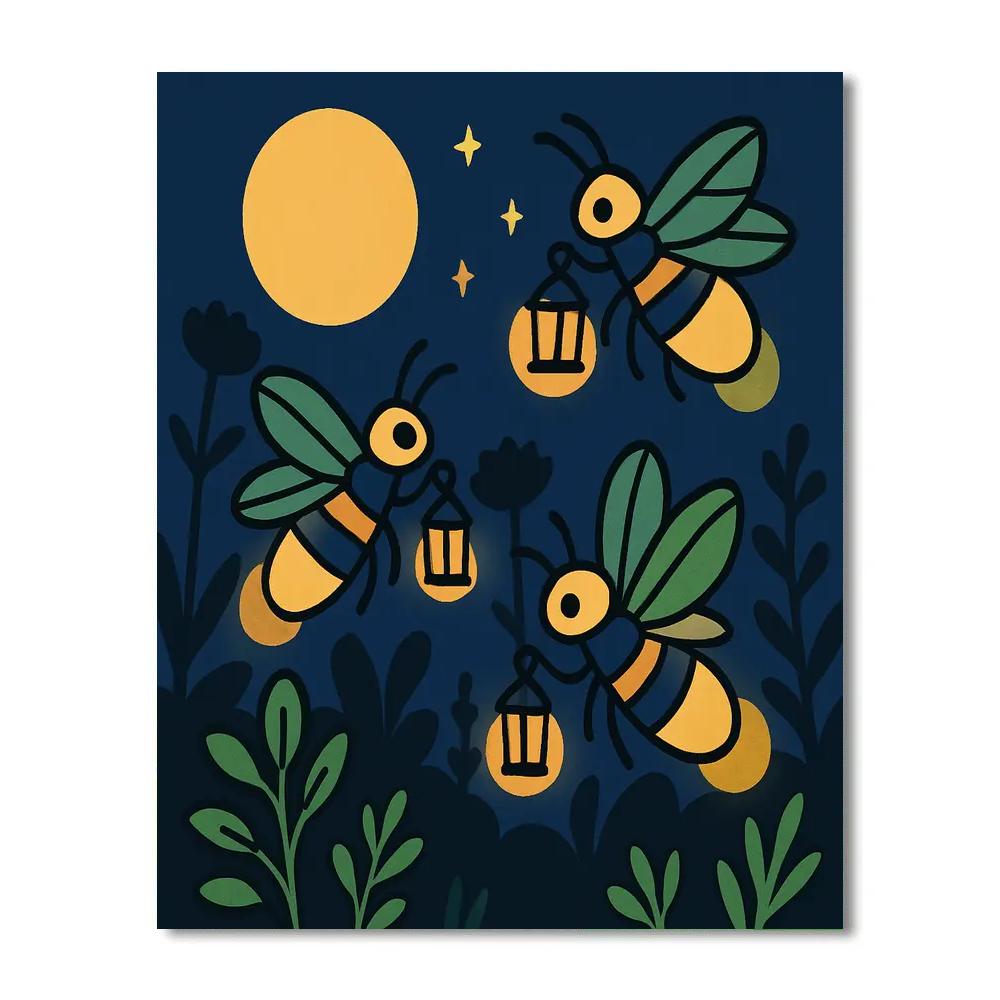 Lunar Lantern Fireflies Paint by numbers art