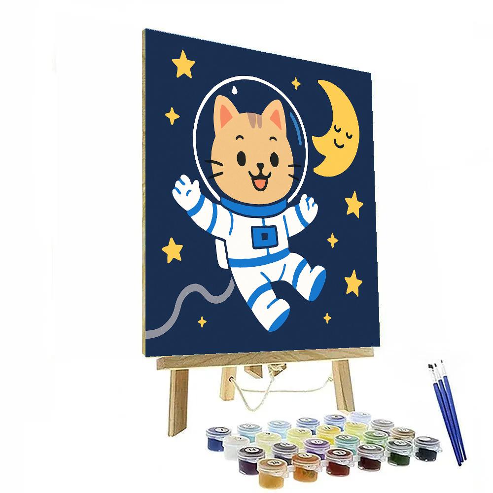Starry Space Explorer Cat DIY paint by numbers