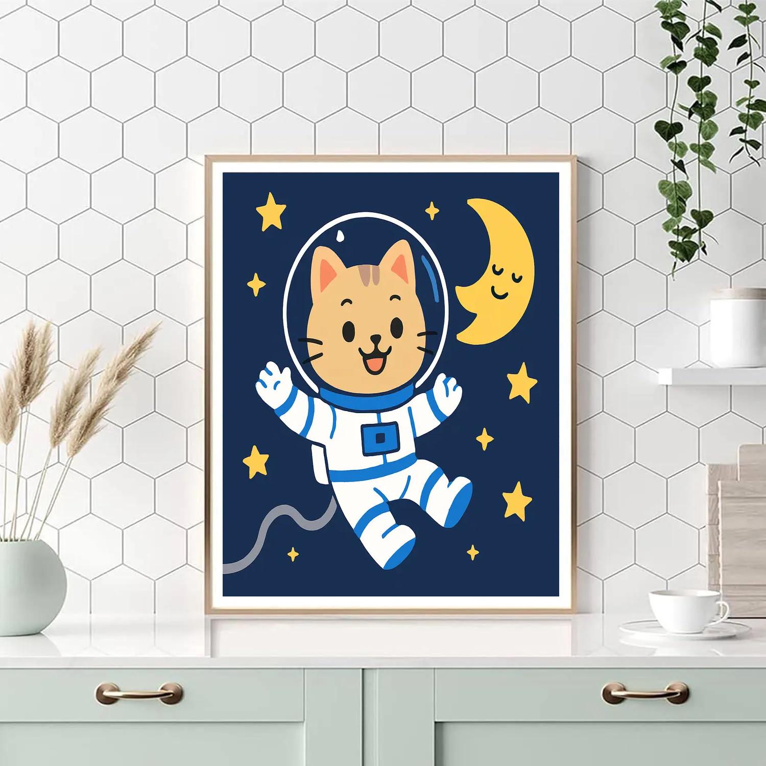 Starry Space Explorer Cat DIY paint by numbers