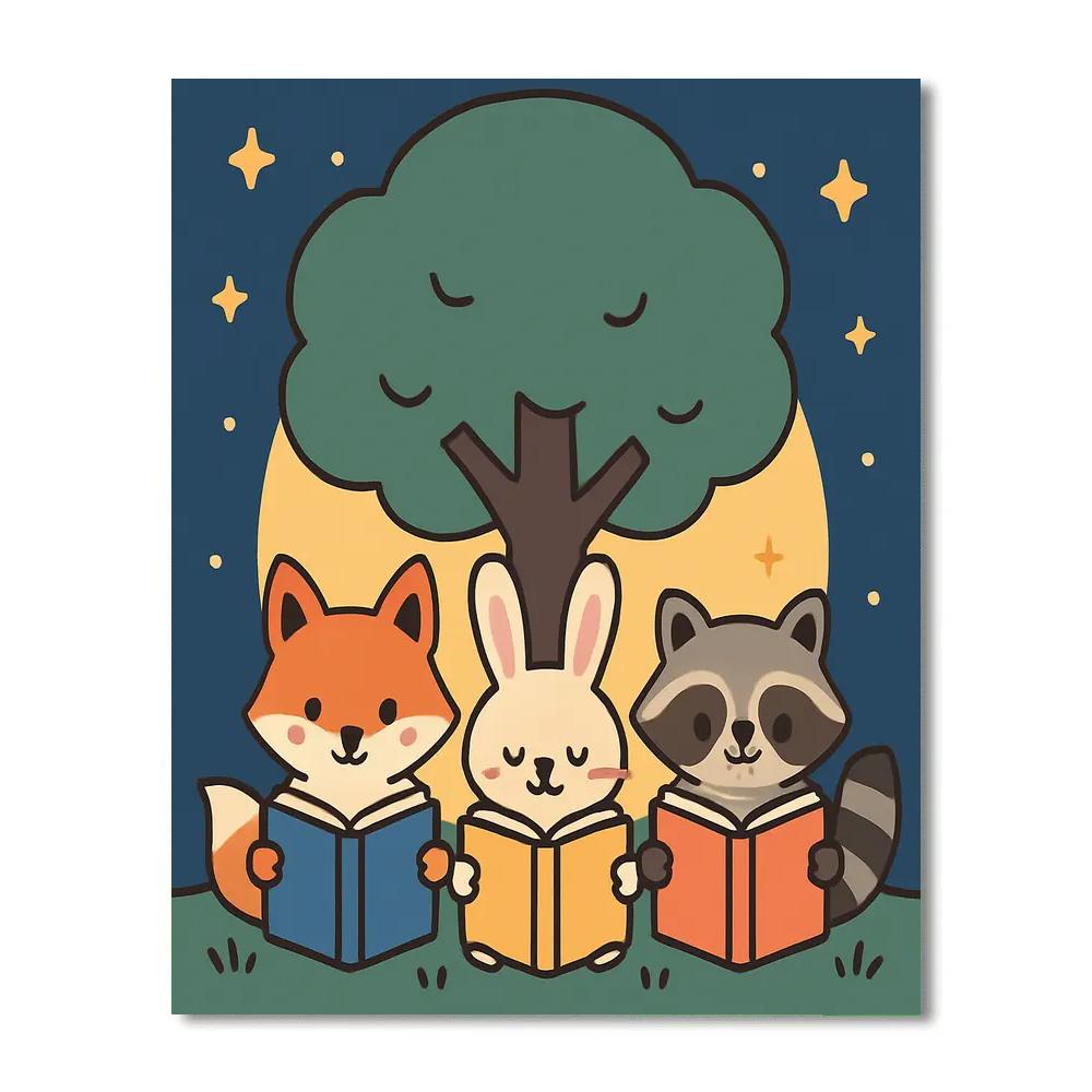 Moonlight Reading Tree Paint by numbers kits