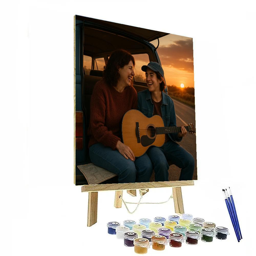 Mother And Teen Roadside Song paint by color